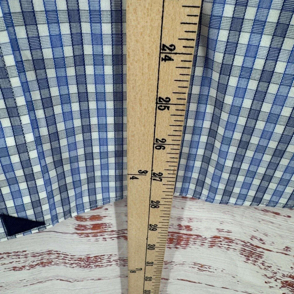 UNTUCKit Shirt Mens Large Blue Gingham Check Wrinkle Free‎ Cotton Button Down